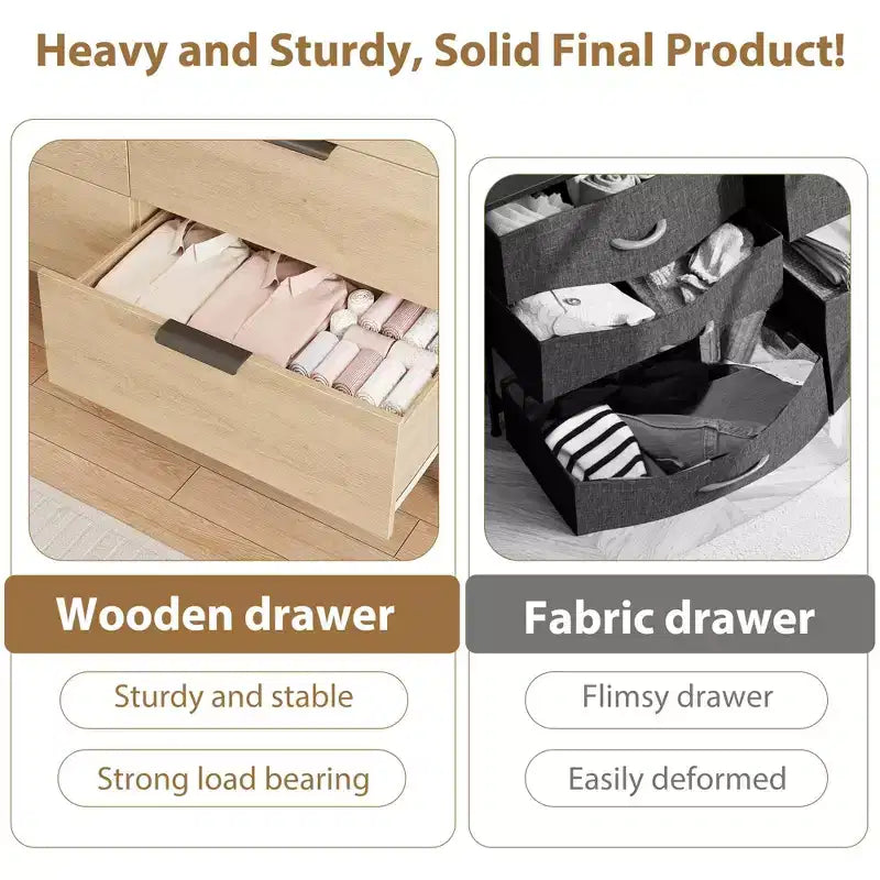 Commode moderne à 6 tiroirs avec prises de courant, meuble de rangement vertical haut pour placard