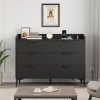 Commode moderne à 6 tiroirs avec prises de courant, meuble de rangement vertical haut pour placard