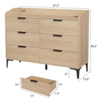 Commode moderne à 6 tiroirs avec prises de courant, meuble de rangement vertical haut pour placard