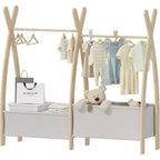 BALHAM TRADE-Girls Clothing Rack Double Hanging Rod 2 Tier Storage Shelves Two Storage Boxes