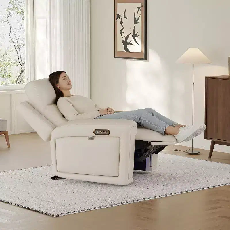 Fauteuil inclinable releveur avec appuie-tête et support lombaire, fauteuil électrique en cuir premium