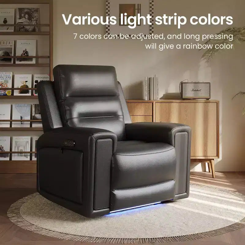 Fauteuil inclinable releveur avec appuie-tête et support lombaire, fauteuil électrique en cuir premium