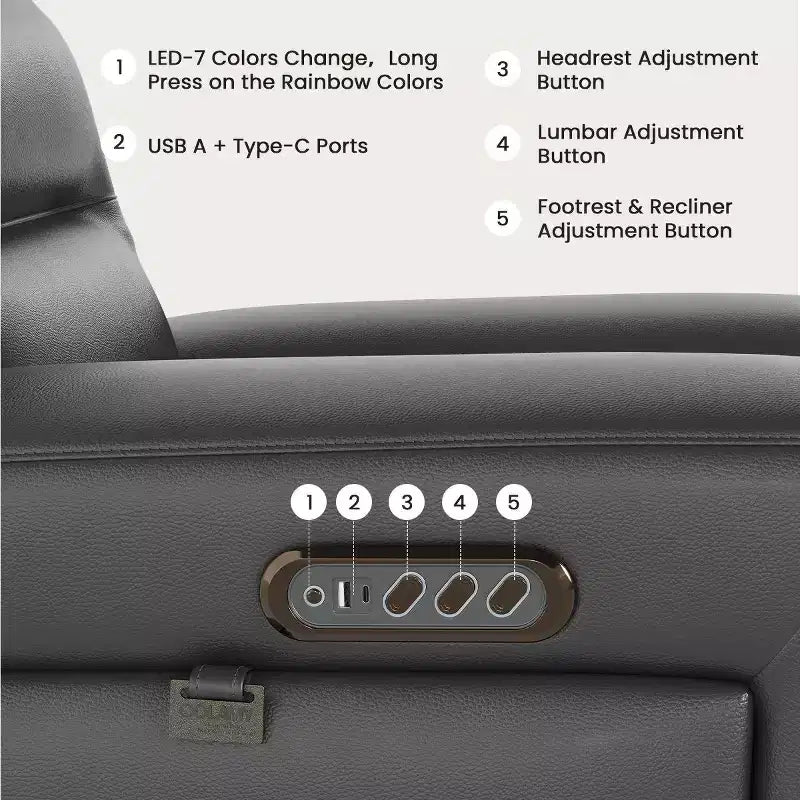 Fauteuil inclinable releveur avec appuie-tête et support lombaire, fauteuil électrique en cuir premium