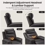 Fauteuil inclinable releveur avec appuie-tête et support lombaire, fauteuil électrique en cuir premium