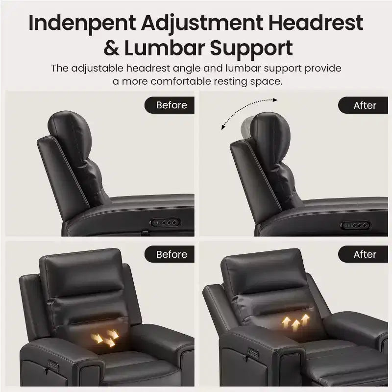 Fauteuil inclinable releveur avec appuie-tête et support lombaire, fauteuil électrique en cuir premium