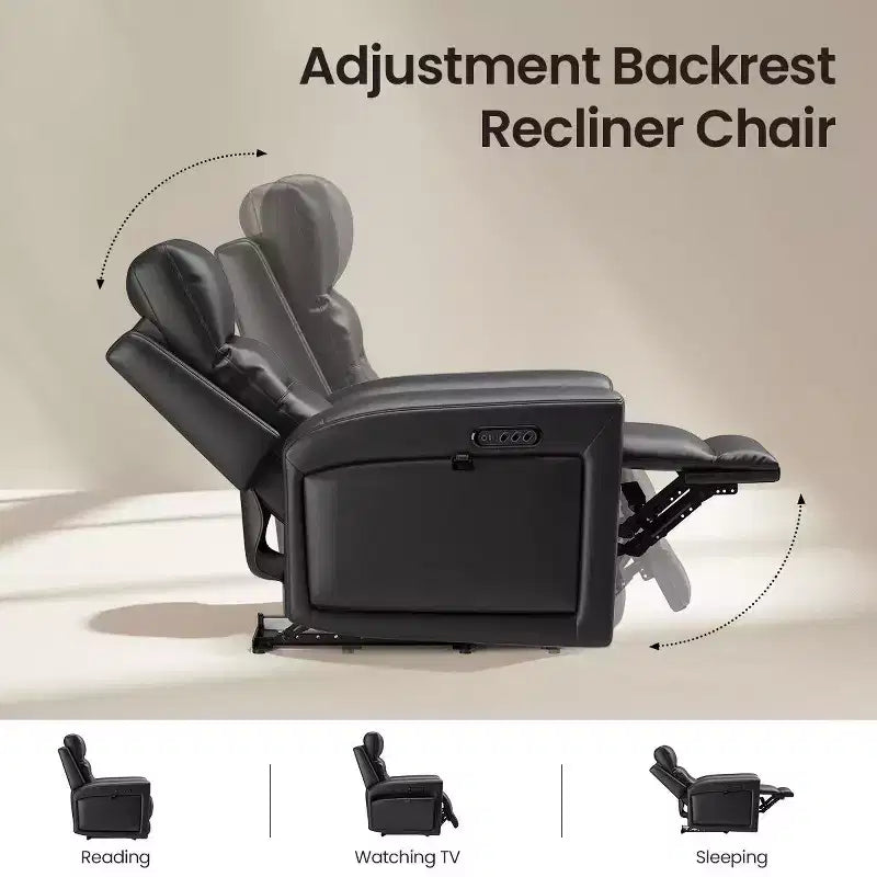 Fauteuil inclinable releveur avec appuie-tête et support lombaire, fauteuil électrique en cuir premium