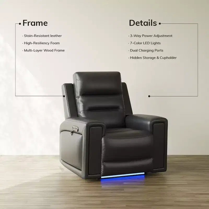 Fauteuil inclinable releveur avec appuie-tête et support lombaire, fauteuil électrique en cuir premium
