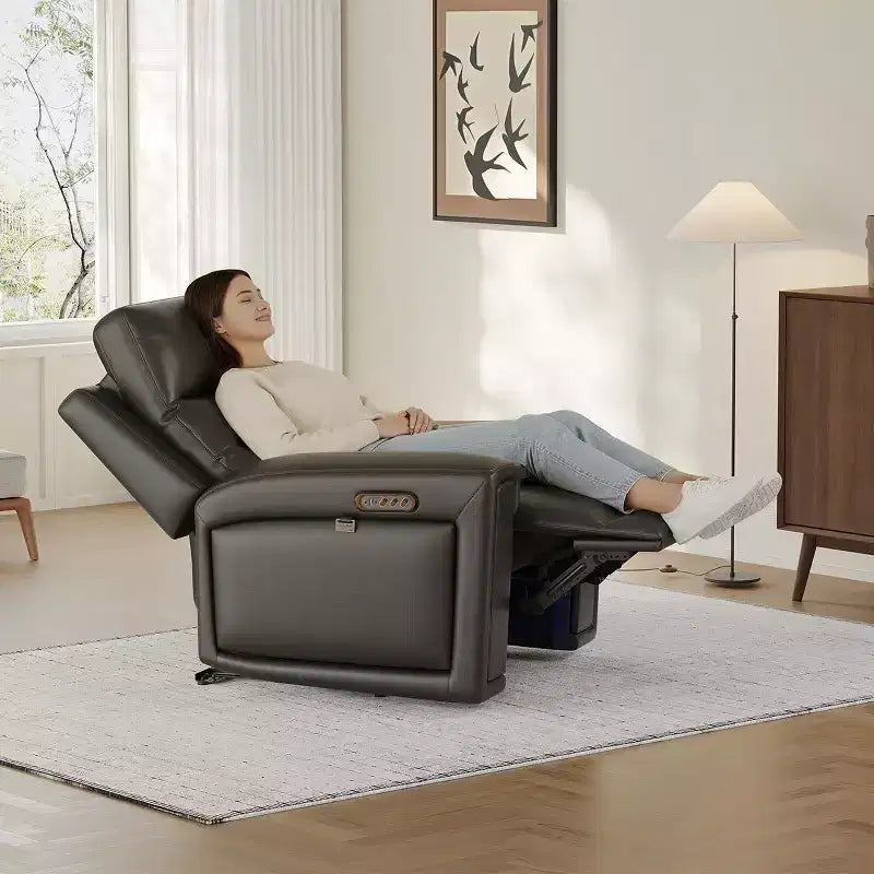 Fauteuil inclinable releveur avec appuie-tête et support lombaire, fauteuil électrique en cuir premium