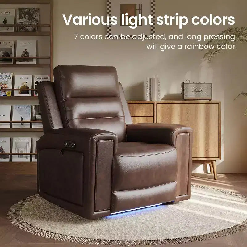 Fauteuil inclinable releveur avec appuie-tête et support lombaire, fauteuil électrique en cuir premium