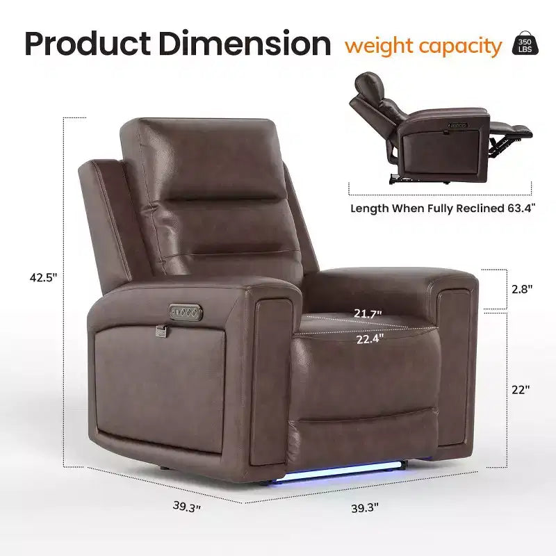 Fauteuil inclinable releveur avec appuie-tête et support lombaire, fauteuil électrique en cuir premium