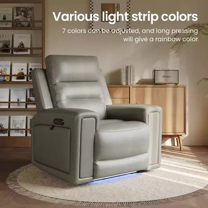 Fauteuil inclinable releveur avec appuie-tête et support lombaire, fauteuil électrique en cuir premium