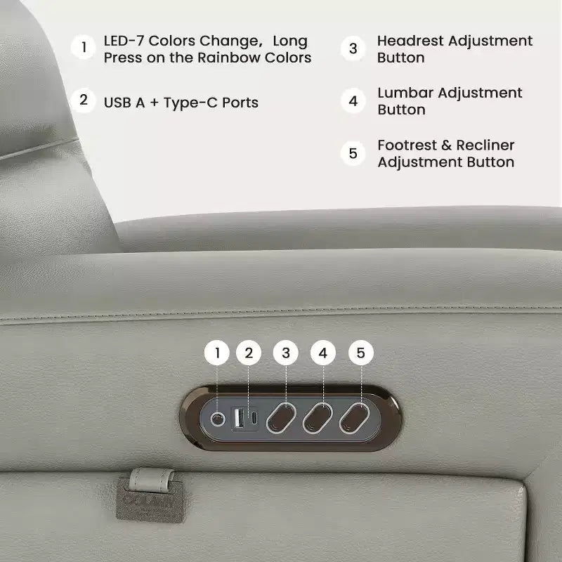 Fauteuil inclinable releveur avec appuie-tête et support lombaire, fauteuil électrique en cuir premium