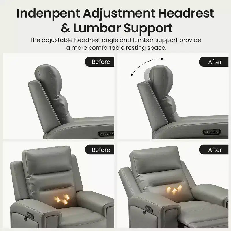 Fauteuil inclinable releveur avec appuie-tête et support lombaire, fauteuil électrique en cuir premium