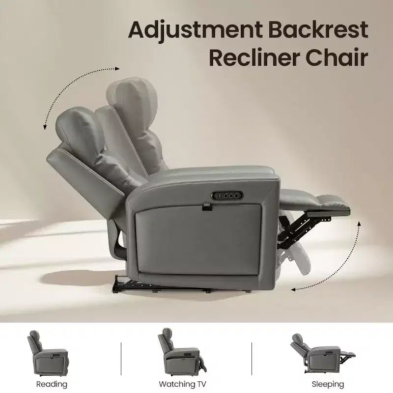 Fauteuil inclinable releveur avec appuie-tête et support lombaire, fauteuil électrique en cuir premium