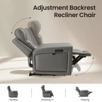 Fauteuil inclinable releveur avec appuie-tête et support lombaire, fauteuil électrique en cuir premium