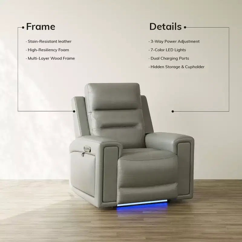 Fauteuil inclinable releveur avec appuie-tête et support lombaire, fauteuil électrique en cuir premium