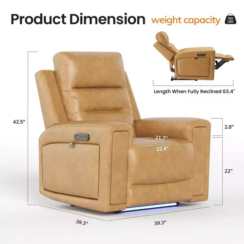Fauteuil inclinable releveur avec appuie-tête et support lombaire, fauteuil électrique en cuir premium