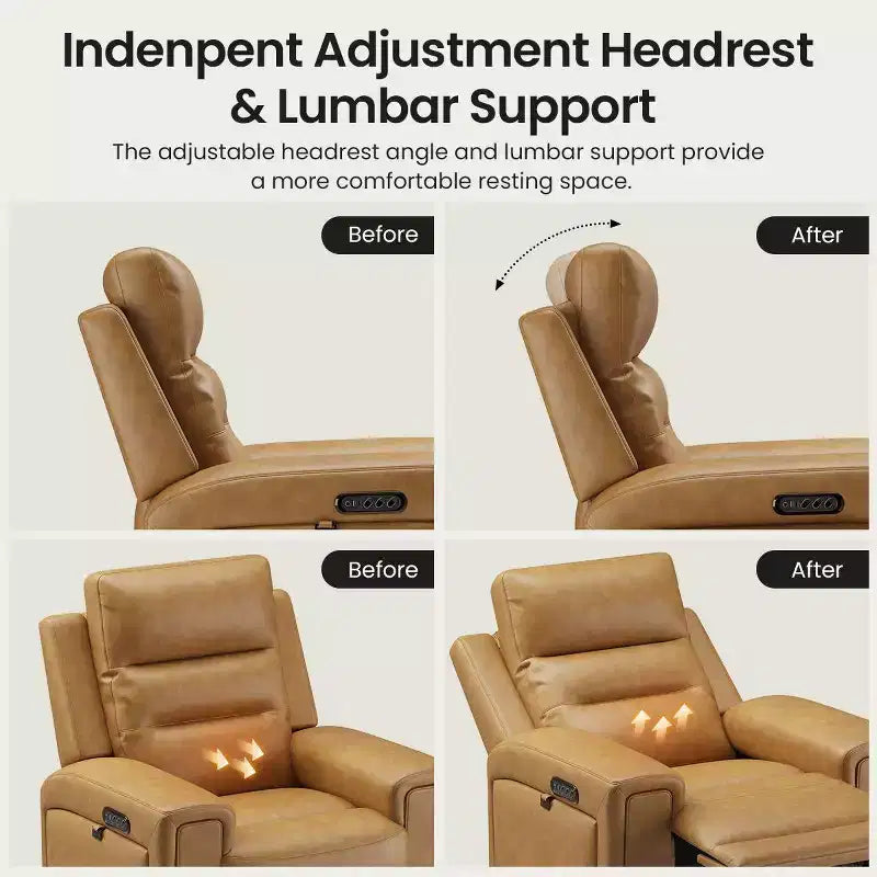 Fauteuil inclinable releveur avec appuie-tête et support lombaire, fauteuil électrique en cuir premium