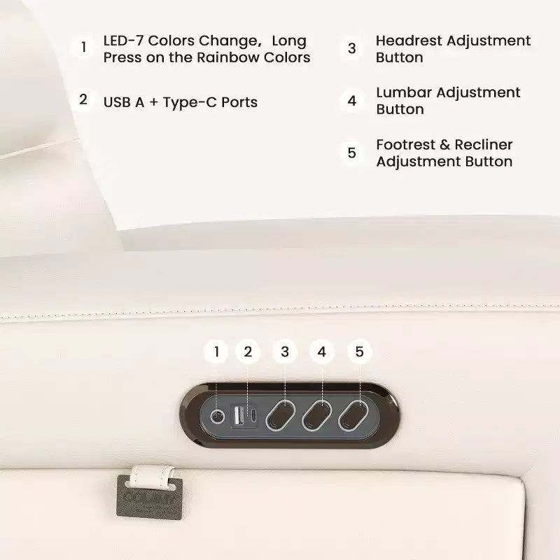 Fauteuil inclinable releveur avec appuie-tête et support lombaire, fauteuil électrique en cuir premium