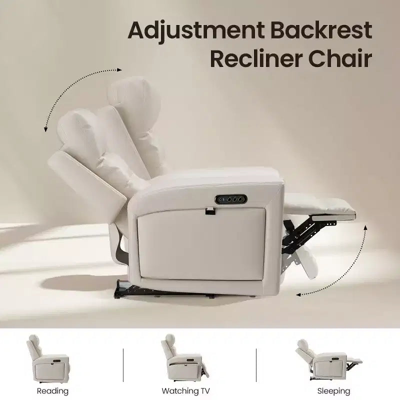 Fauteuil inclinable releveur avec appuie-tête et support lombaire, fauteuil électrique en cuir premium