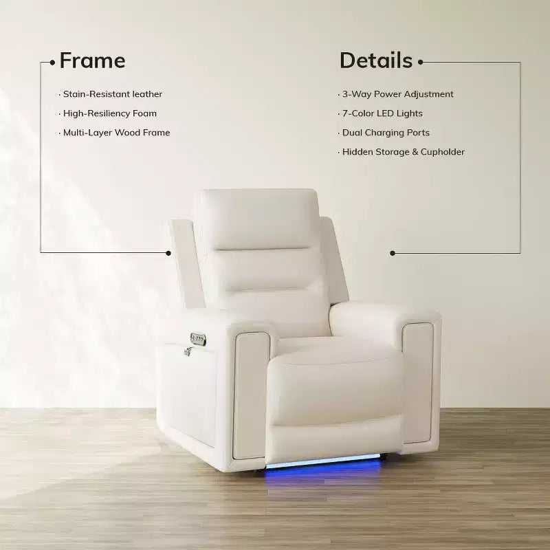 Fauteuil inclinable releveur avec appuie-tête et support lombaire, fauteuil électrique en cuir premium