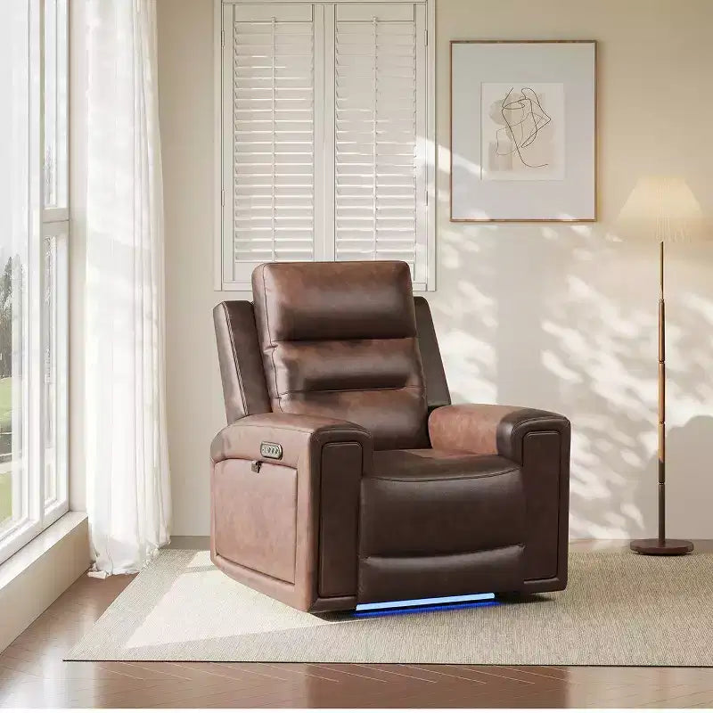Fauteuil inclinable releveur avec appuie-tête et support lombaire, fauteuil électrique en cuir premium