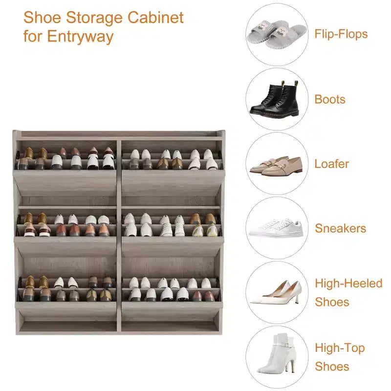Meuble à Chaussures Étroit à 6 Tiroirs Basculants avec Étagères Réglables