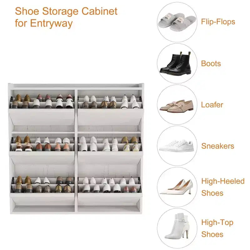 Meuble à Chaussures Étroit à 6 Tiroirs Basculants avec Étagères Réglables