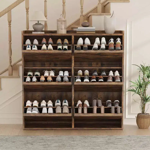 Meuble à Chaussures Étroit à 6 Tiroirs Basculants avec Étagères Réglables