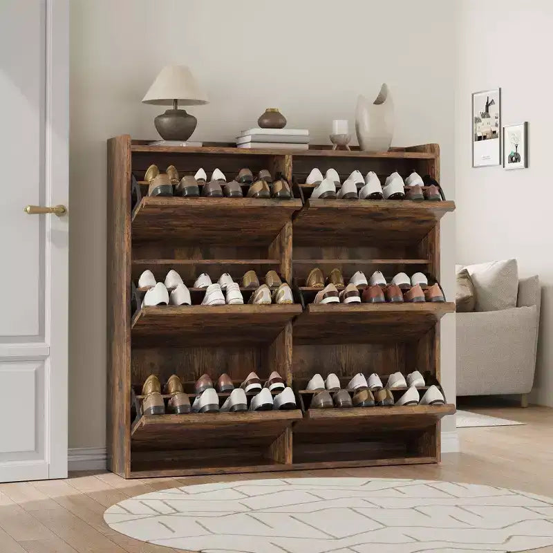 Meuble à Chaussures Étroit à 6 Tiroirs Basculants avec Étagères Réglables