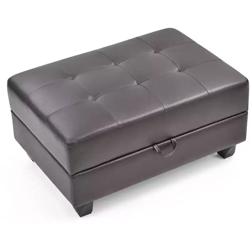 Pouf de rangement rembourré en similicuir