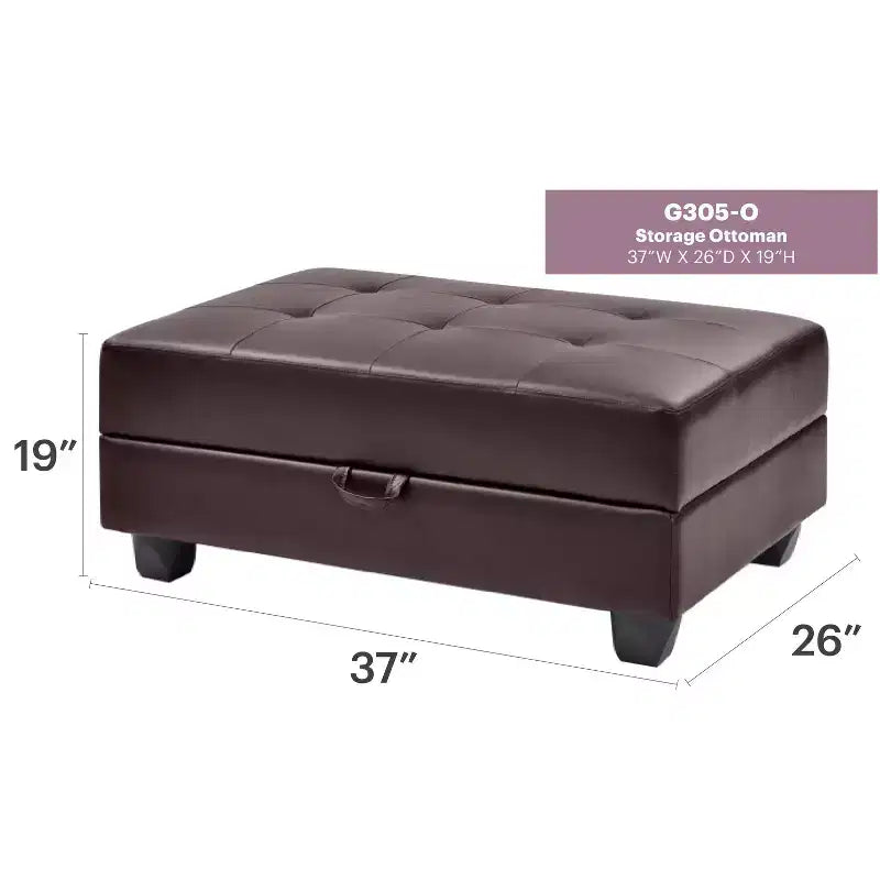 Pouf de rangement rembourré en similicuir
