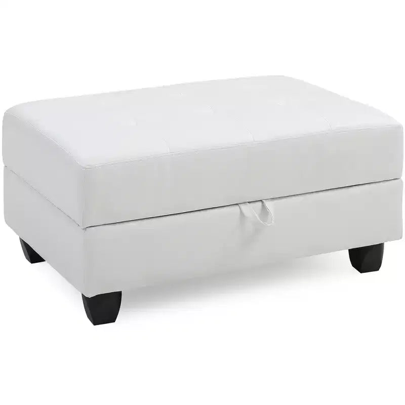 Pouf de rangement rembourré en similicuir