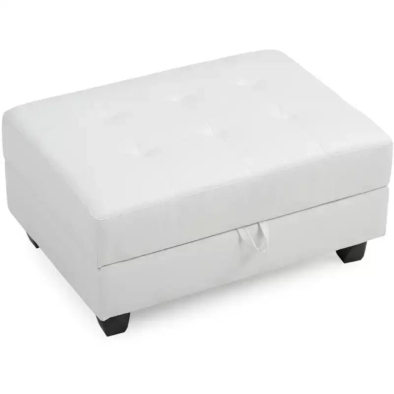 Pouf de rangement rembourré en similicuir