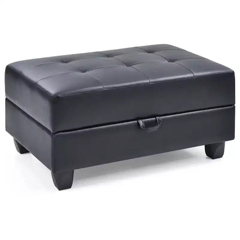 Pouf de rangement rembourré en similicuir