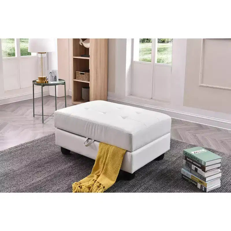 Pouf de rangement rembourré en similicuir