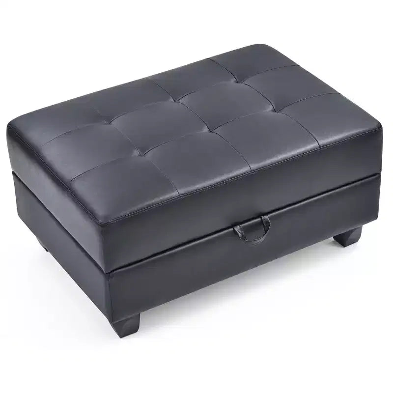 Pouf de rangement rembourré en similicuir