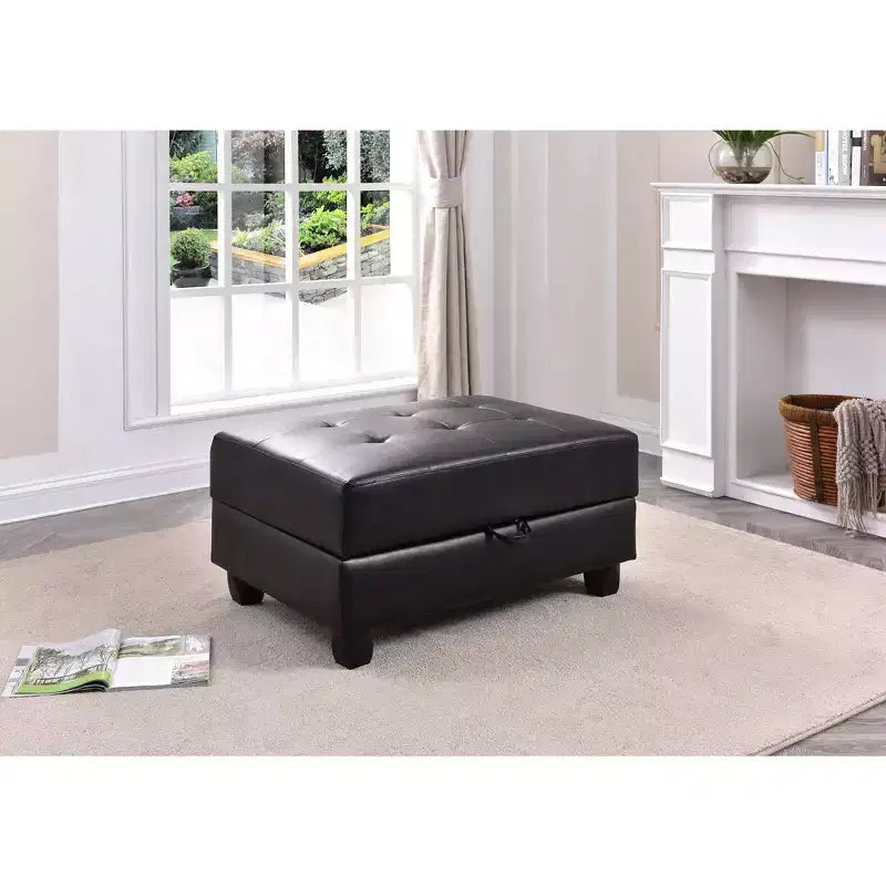 Pouf de rangement rembourré en similicuir