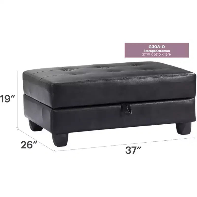 Pouf de rangement rembourré en similicuir