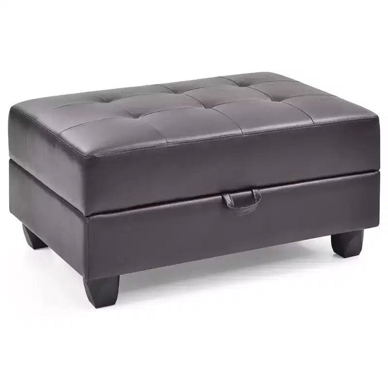Pouf de rangement rembourré en similicuir