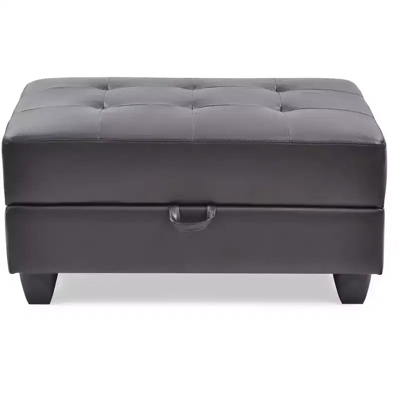 Pouf de rangement rembourré en similicuir