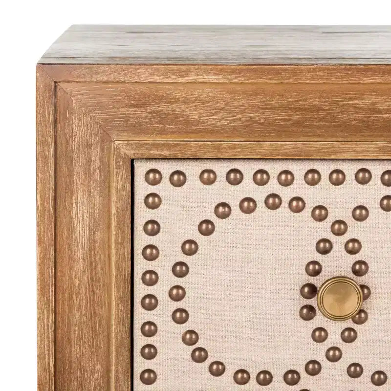 Commode 3 tiroirs Chêne rustique/Lin beige