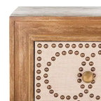 Commode 3 tiroirs Chêne rustique/Lin beige