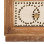 Commode 3 tiroirs Chêne rustique/Lin beige