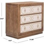 Commode 3 tiroirs Chêne rustique/Lin beige