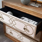 Commode 3 tiroirs Chêne rustique/Lin beige