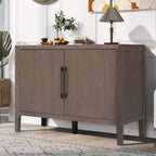 Bahut Rétro en Bois avec 2 Poignées Métalliques, Armoire de Rangement à 2 Portes