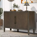 Bahut Rétro en Bois avec 2 Poignées Métalliques, Armoire de Rangement à 2 Portes