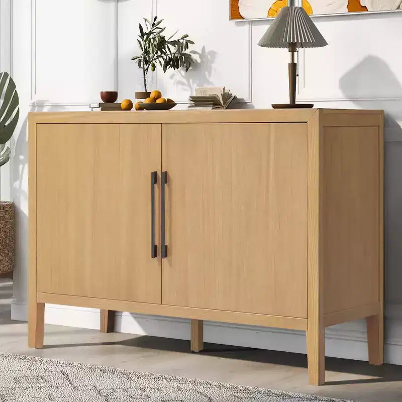 Bahut Rétro en Bois avec 2 Poignées Métalliques, Armoire de Rangement à 2 Portes