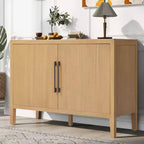 Bahut Rétro en Bois avec 2 Poignées Métalliques, Armoire de Rangement à 2 Portes